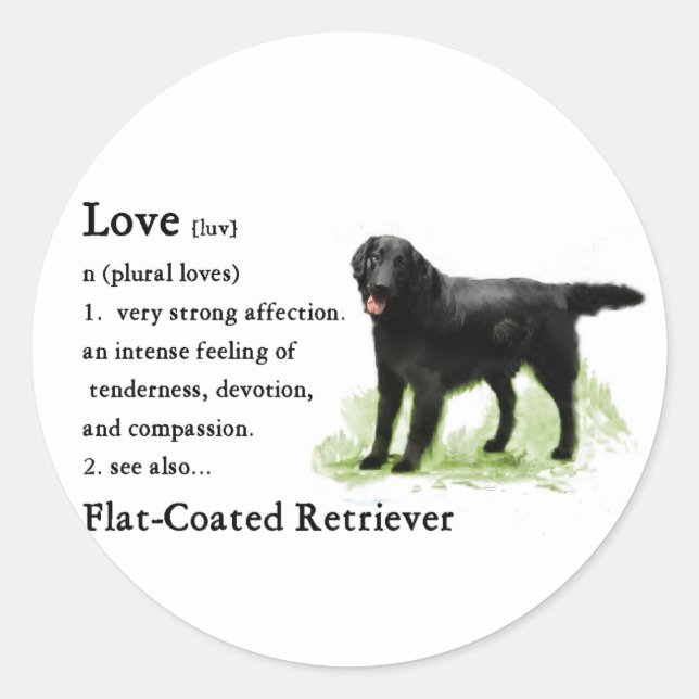 Flachbeschichtete Retriever Art Print Runder Aufkleber (Vorderseite)