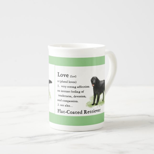 Flachbeschichtete Retriever Art Prozellantasse (Vorderseite Rechts)