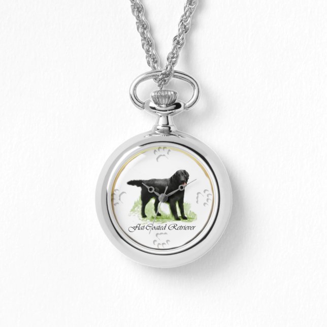 Flachbeschichtete Retriever Kunstgeschenke Armbanduhr (Vorderseite)
