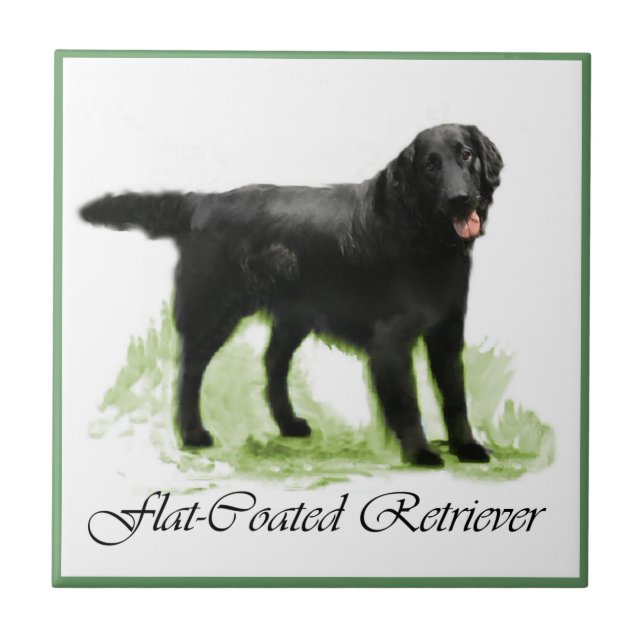 Flachbeschichtete Retriever Kunstgeschenke Fliese (Vorderseite)
