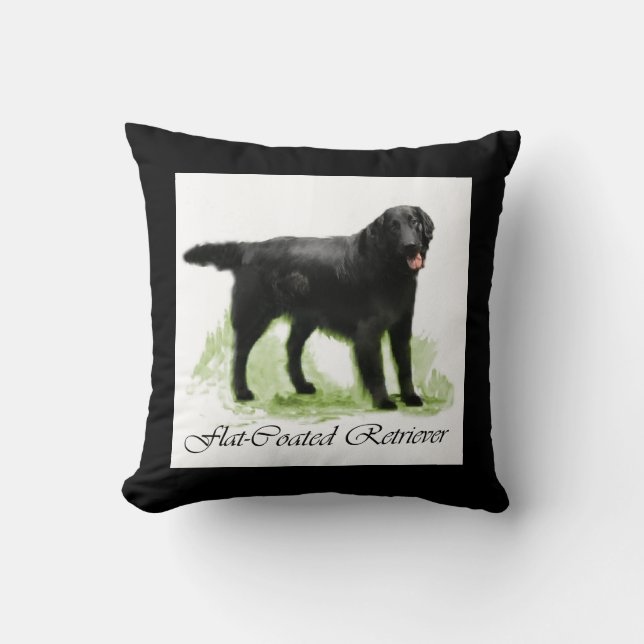 Flachbeschichtete Retriever Kunstgeschenke Kissen (Vorderseite)