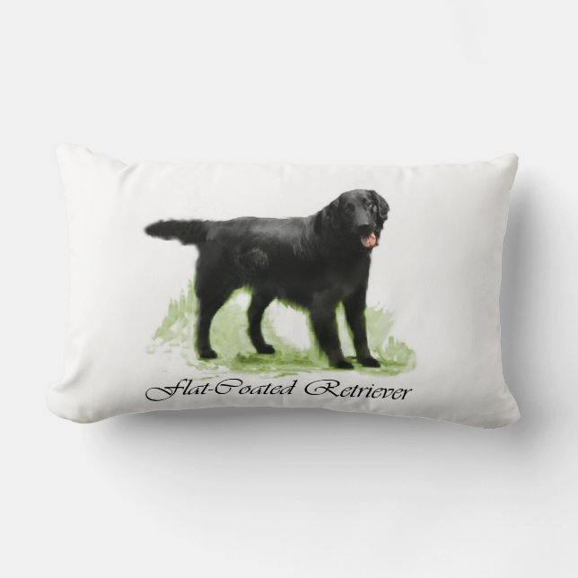 Flachbeschichtete Retriever Kunstgeschenke Lendenkissen (Vorderseite)