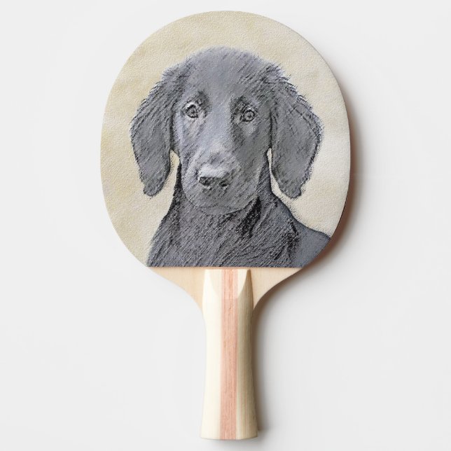 Flachbeschichtete Retriever-Malerei - Original Hun Tischtennis Schläger (Vorderseite)