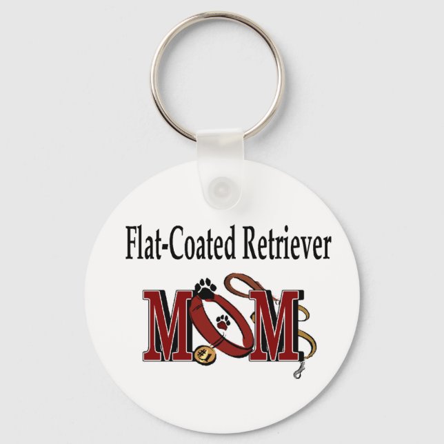 Flachbeschichtete Retriever-Mama Geschenke Schlüsselanhänger (Vorderseite)