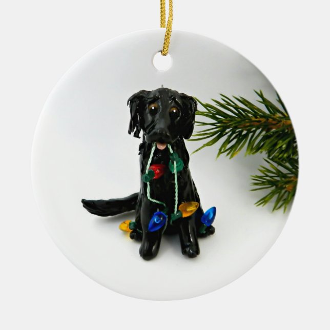 Flachbeschichteter Retriever Dog Weihnachtsschmuck (Vorne)