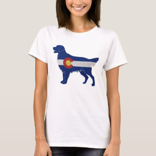 Flachbeschichteter Retriever-Hunde-Colorado-Flagge T-Shirt