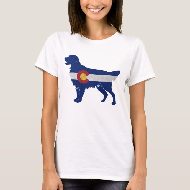 Flachbeschichteter Retriever-Hunde-Colorado-Flagge T-Shirt (Vorderseite)