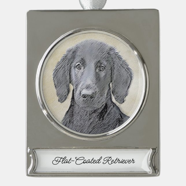 Flachbeschichtetes Retriever-Gemälde - Originale H Banner-Ornament Silber (Vorderseite)