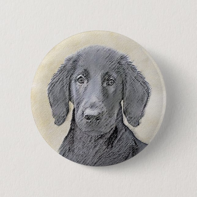 Flachbeschichtetes Retriever-Gemälde - Originale H Button (Vorderseite)