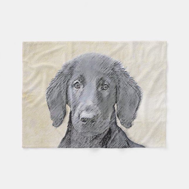 Flachbeschichtetes Retriever-Gemälde - Originale H Fleecedecke (Vorderseite (Horizontal))