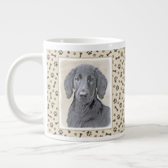 Flachbeschichtetes Retriever-Gemälde - Originale H Jumbo-Tasse (Links)