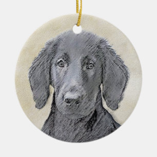 Flachbeschichtetes Retriever-Gemälde - Originale H Keramikornament