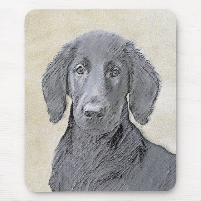 Flachbeschichtetes Retriever-Gemälde - Originale H Mousepad (Vorne)