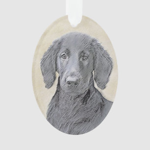 Flachbeschichtetes Retriever-Gemälde - Originale H Ornament