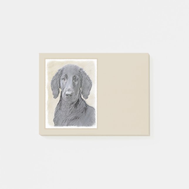 Flachbeschichtetes Retriever-Gemälde - Originale H Post-it Klebezettel (Vorderseite)