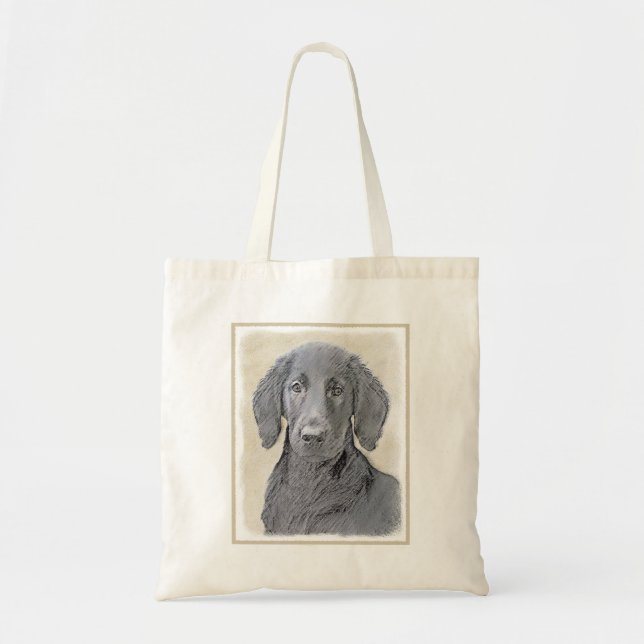 Flachbeschichtetes Retriever-Gemälde - Originale H Tragetasche (Vorne)