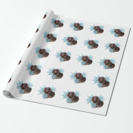 Flachbildschirm Retriever im Schneeflocken Geschenkpapier