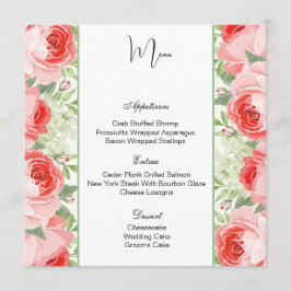 Flachbildschirme mit rosa Rosen Menükarte