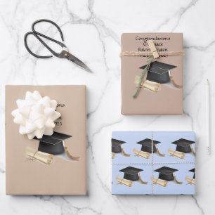 Flachblatt-Set für Graduierungspapier 3 Geschenkpapier Set