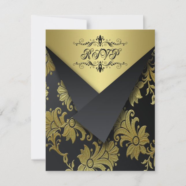 FLACHBLICK - RSVP-Karte für Schwarz und Gold 2 RSVP Karte (Vorderseite)