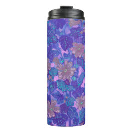 Flachblüten, Malva-Blume Blumenbilder Lila Thermosbecher