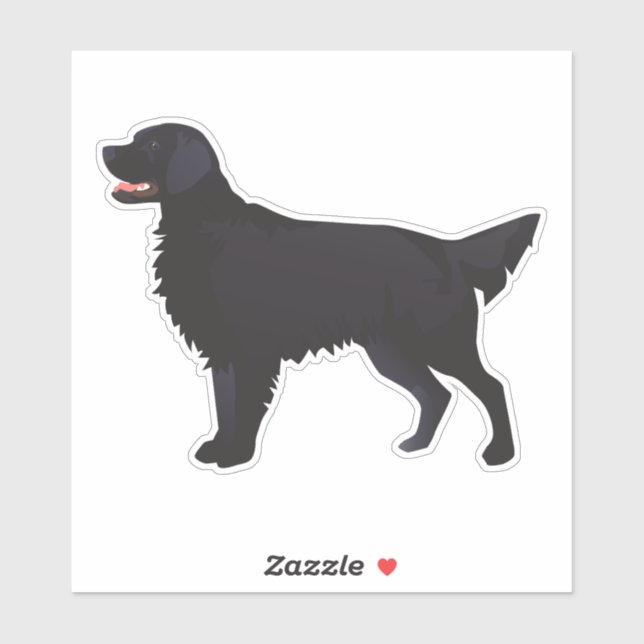 Flachcoate Retriever in Black Dog Rasse Silhouette Aufkleber (Blatt)