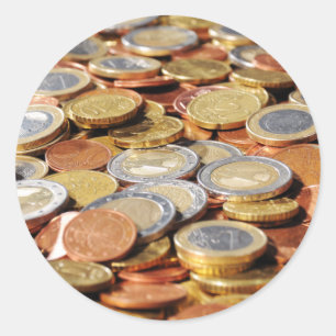 Fläche aus Euromünzen Runder Aufkleber