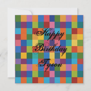 Flache Card Regenbogenquadrate, Regenbogen glückli