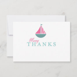 Flache die SeeSegelboot-Mädchen-Babyparty danken Dankeskarte