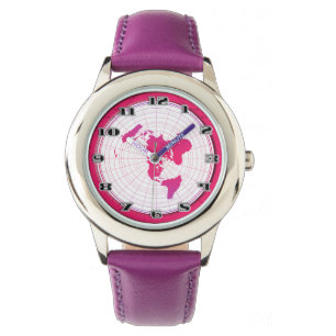 Flache ErdeGleasons stationäre Karte der Welt Armbanduhr