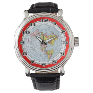 Flache ErdeGleasons stationäre Karte der Welt Armbanduhr