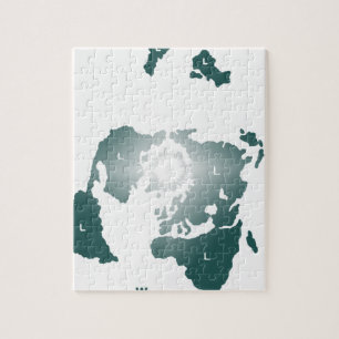 Flache Erdkarte, Azimuthal äquidistante Karte Puzzle
