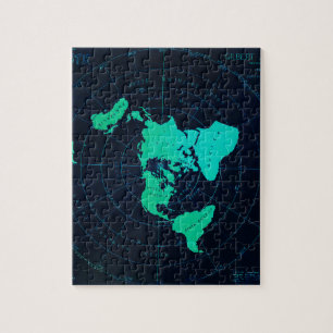 Flache Erdkarte (Azimuthal äquidistante Puzzle