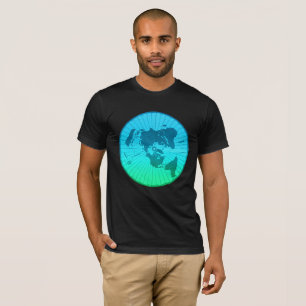 Flache Erdkarte - Azimuthal äquidistante T-Shirt