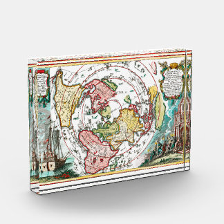 Flache ErdTerra Firma Flugzeug-Karte der Welt Fotoblock