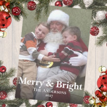 Flache Feiertags-5"x7"-Fotokarte Merry & Bright