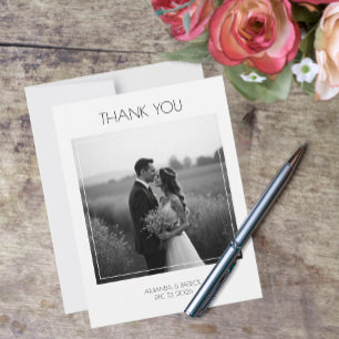 Flache Fotohochzeit Dankeskarte