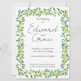 Flache gelbe Wildblumen-Hochzeitseinladungskarte