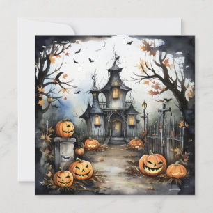 Flache Halloween-Karte Feiertagskarte