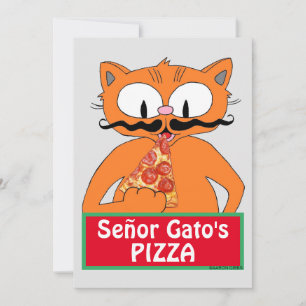 Flache Karte - Señor Gato's Pizza Lustiger Schnurr