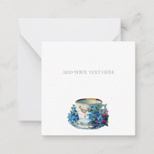 FLACHE NOTIZKARTE: VINTAGE-TEETASSE POST-IT-NOTIZE MITTEILUNGSKARTE