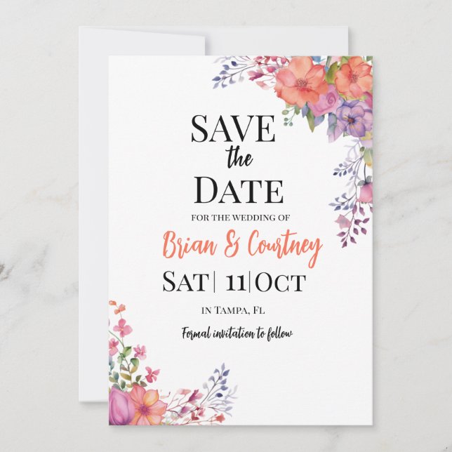 Flache Save The Date Karte (Vorderseite)