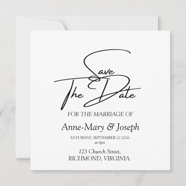 Flache Save-The-Date-Karte Save The Date (Vorderseite)