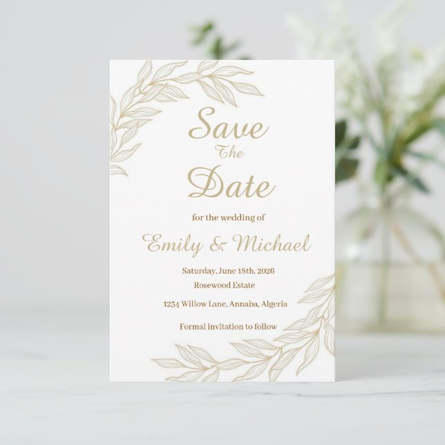 Flache Save-The-Date-Karte Save The Date (Stehend Vorderseite)