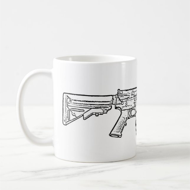Flache Spitze AR15 mit Viererkabel-Schiene Kaffeetasse (Links)
