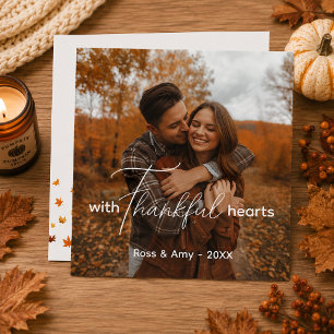 Flache Thanksgiving-Karte, Elegante Schriftart Ben Dankeskarte