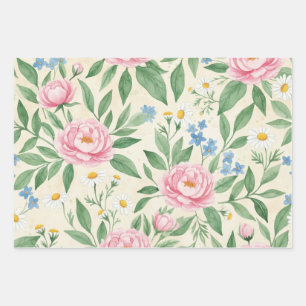 Flache Umhüllung Klassische Frühlingsblumen-Verpac Geschenkpapier Set