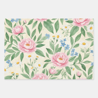 Flache Umhüllung Klassische Frühlingsblumen-Verpac Geschenkpapier Set