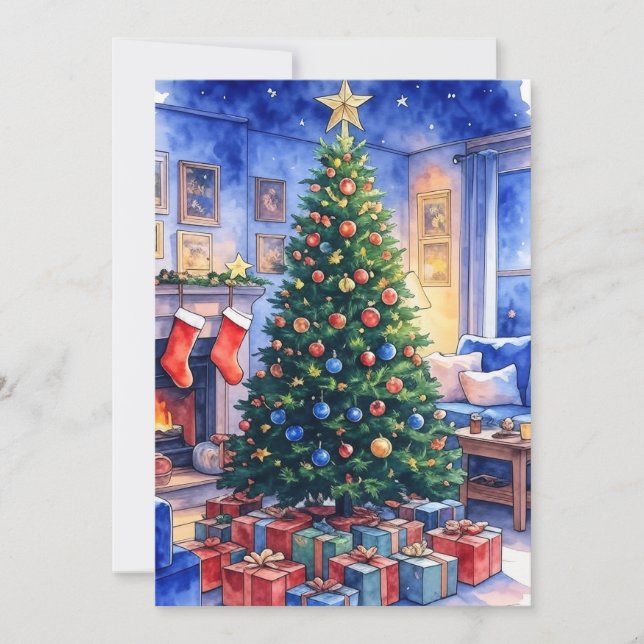 Flache Weihnachtskarte Feiertagskarte (Vorderseite)