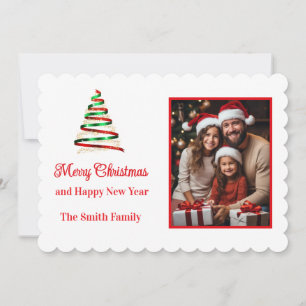 Flache Weihnachtskarte mit individuellem Foto Feiertagskarte